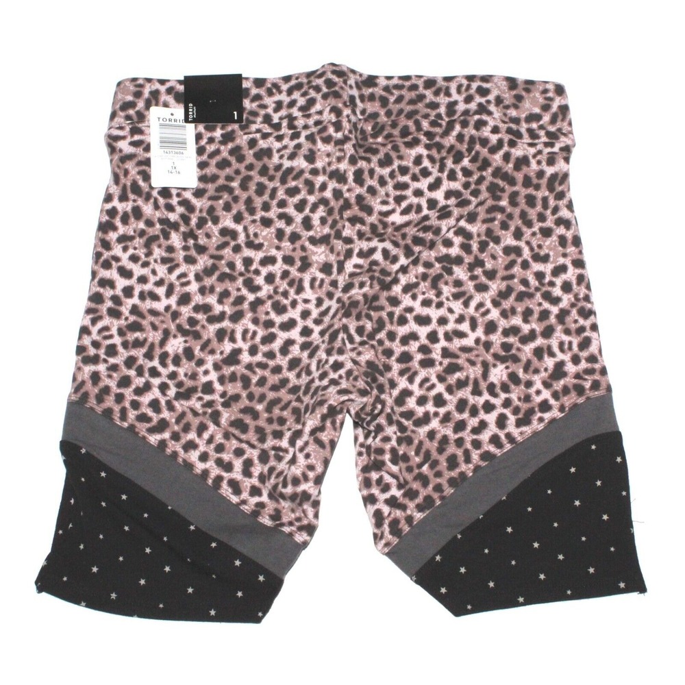 New Torrid Leopard Stars Activewear Bike Stretch Shorts‎ Womens  Size 1X - Picture 2 of 7